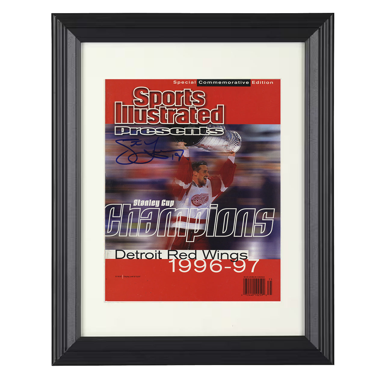 Steve Yzerman – Detroit Stanley Cup 1996 SI 8x10 matted black framed hockey wall art