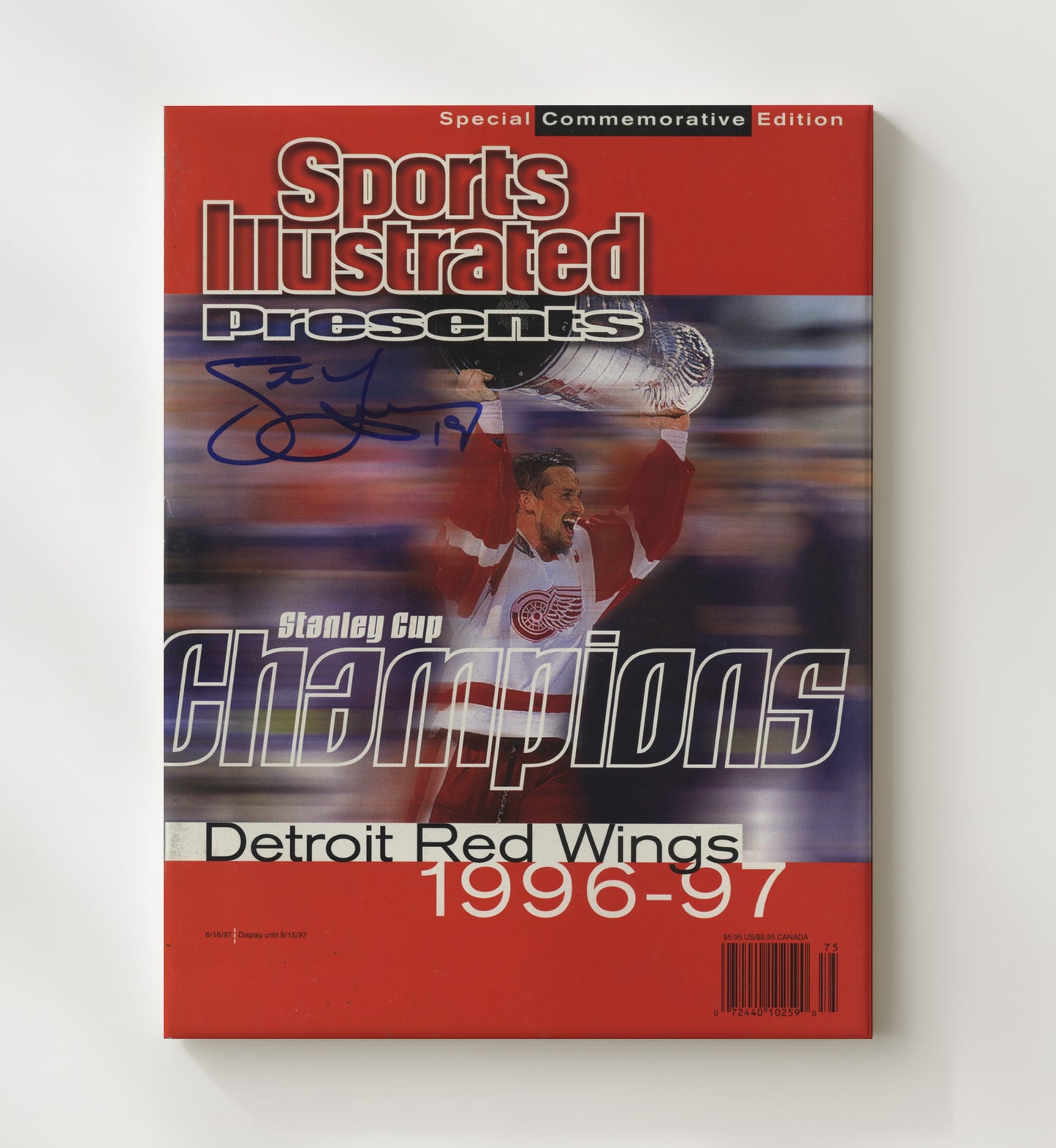 Yzerman Detroit Hockey Stanley Cup Si Cover 1996 Hockey Wall Art - hockey wall art print