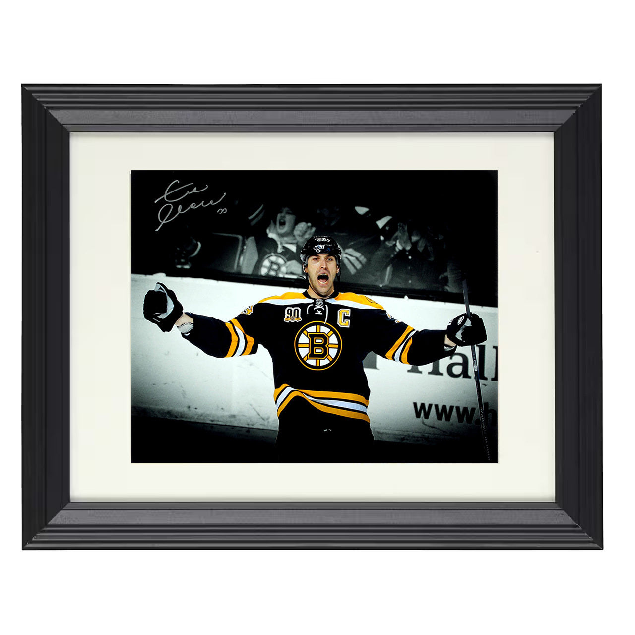 Zdeno Chára – Boston Captain Goal Celebration 8x10 matted black framed hockey wall art
