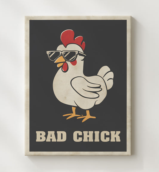 Bad Chick - Chicken in Sunglasses 8x10 Canvas funny wall art