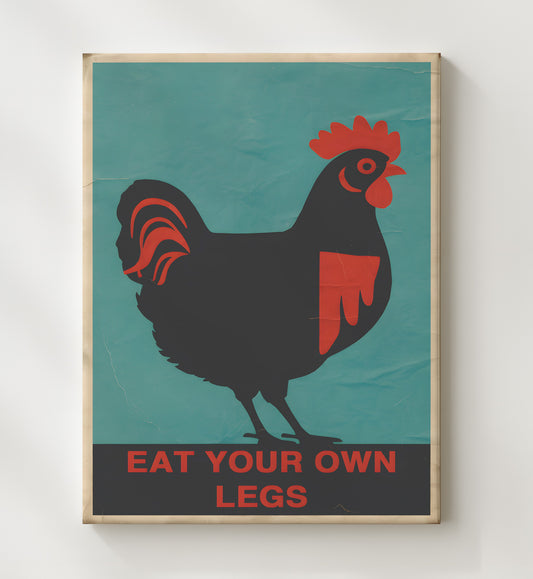 Eat Your Own Legs - Chicken Protest Satire 8x10 Canvas funny wall art