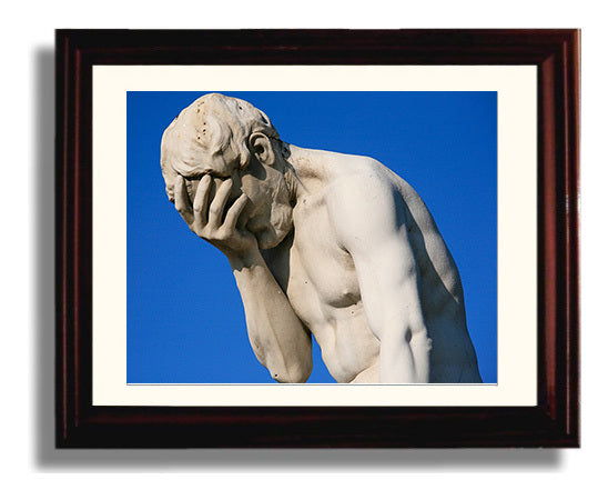 Facepalm Statue Eternal Disappointment Funny Quote Wall Art 8x10 Beveled Frame wall art print – humor decor