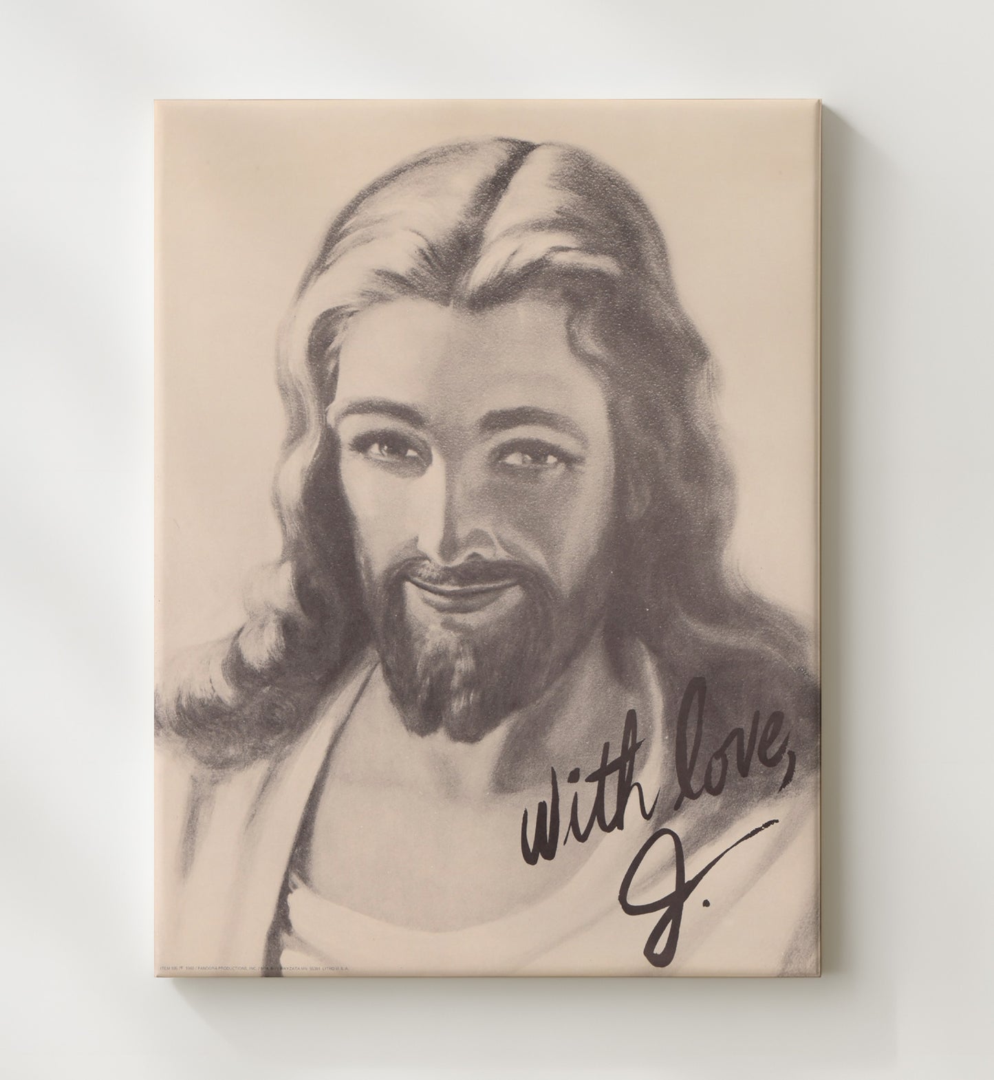 Jesus Portrait with Love From J Funny Quote Wall Art 20x24 Canvas wall art print – humor decor