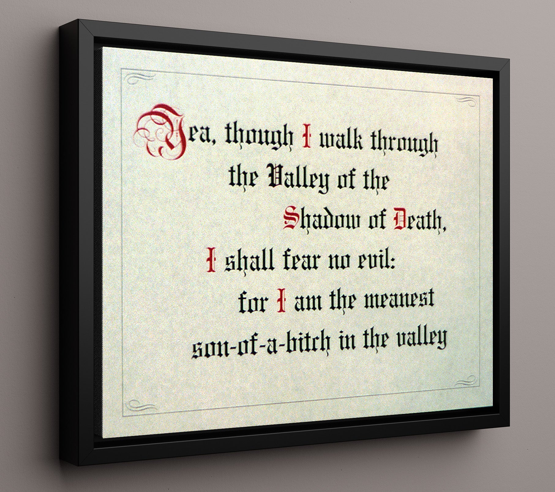 Psalm Parody Meanest SOB in the Valley Funny Quote Wall Art 16x20 Framed Canvas wall art print – humor decor