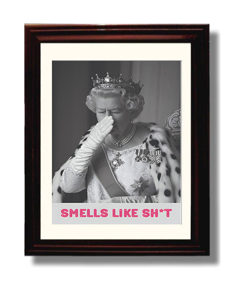 Smells Like Shit Royal Figure Reacting to Foul Smell Satire Poster Funny Quote Wall Art 8x10 Beveled Frame wall art print – humor decor
