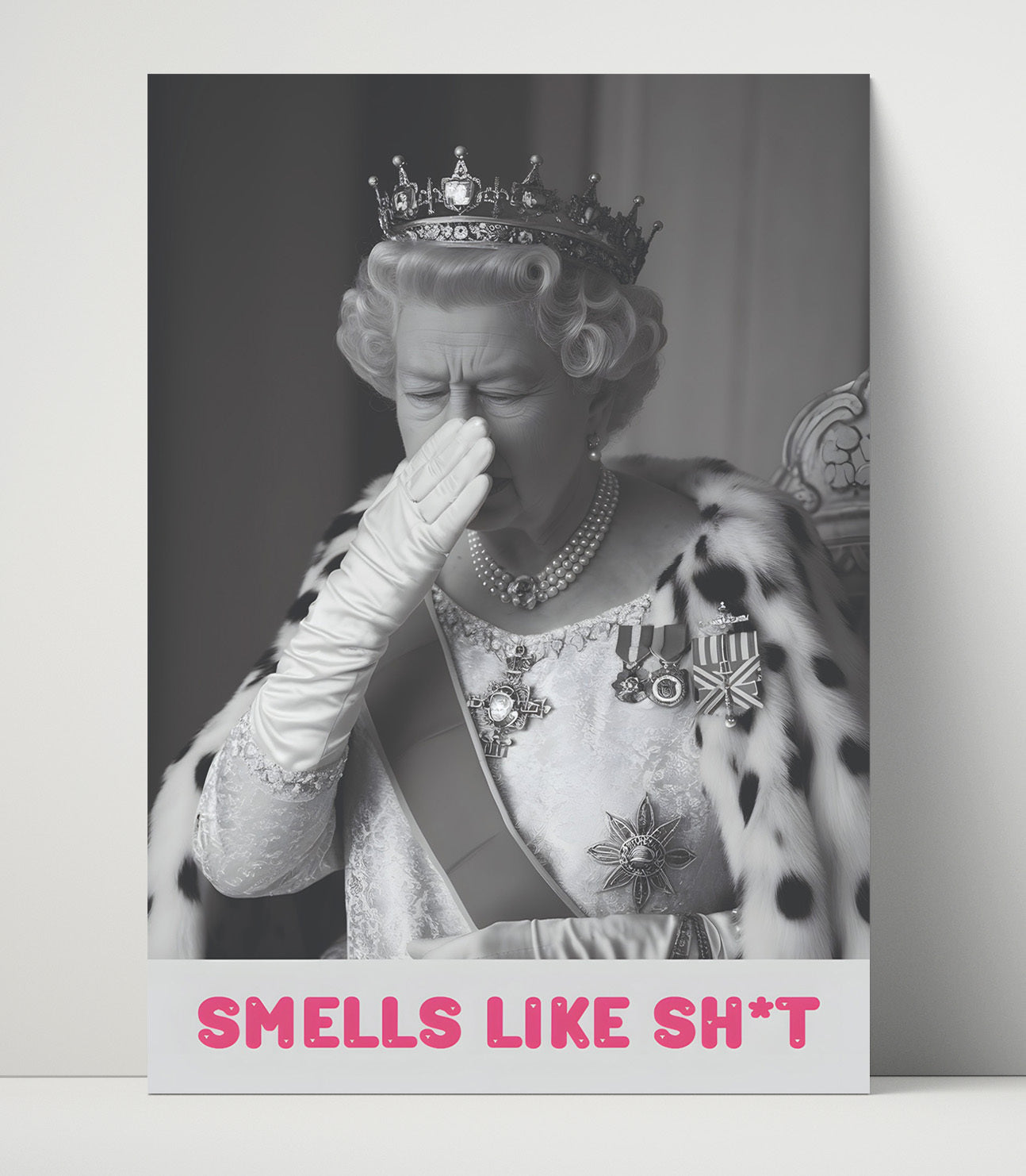 Smells Like Shit Royal Figure Reacting to Foul Smell Satire Poster Funny Quote Wall Art 16x20 Unframed Print wall art print – humor decor