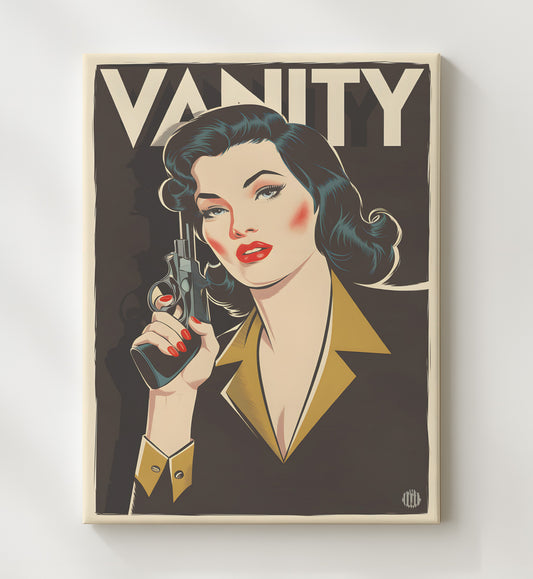 Vanity - Pinup with Pistol 8x10 Canvas funny wall art