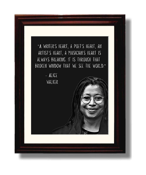 Alice Walker Artist Heart Reflection Print 8x10 Beveled Frame literary wall art print – Literature Quotes decor