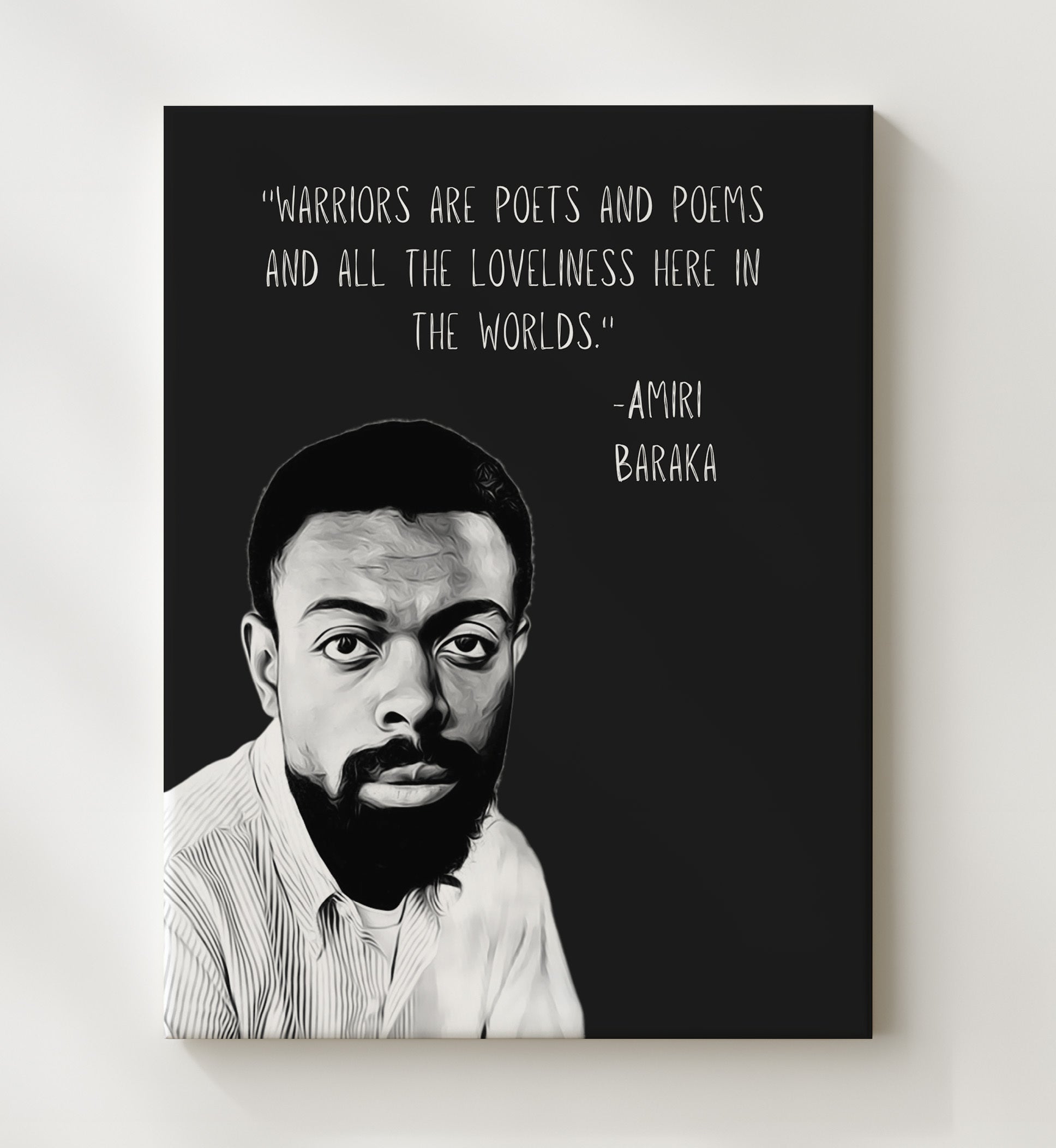 Amiri Baraka Poets and Warriors Vision Print 20x24 Canvas literary wall art print – Literature Quotes decor