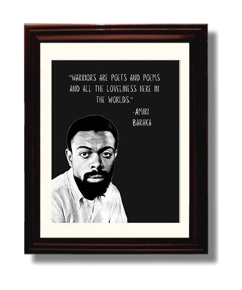 Amiri Baraka Poets and Warriors Vision Print 8x10 Beveled Frame literary wall art print – Literature Quotes decor