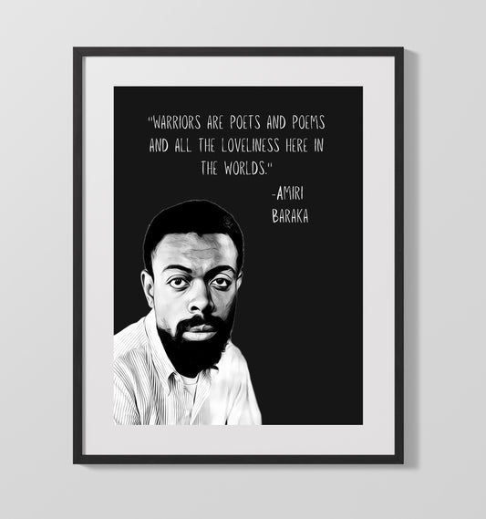 Amiri Baraka Poets and Warriors Vision Print 16x20 Gallery Framed Artwork wall art print – Literature Quotes decor