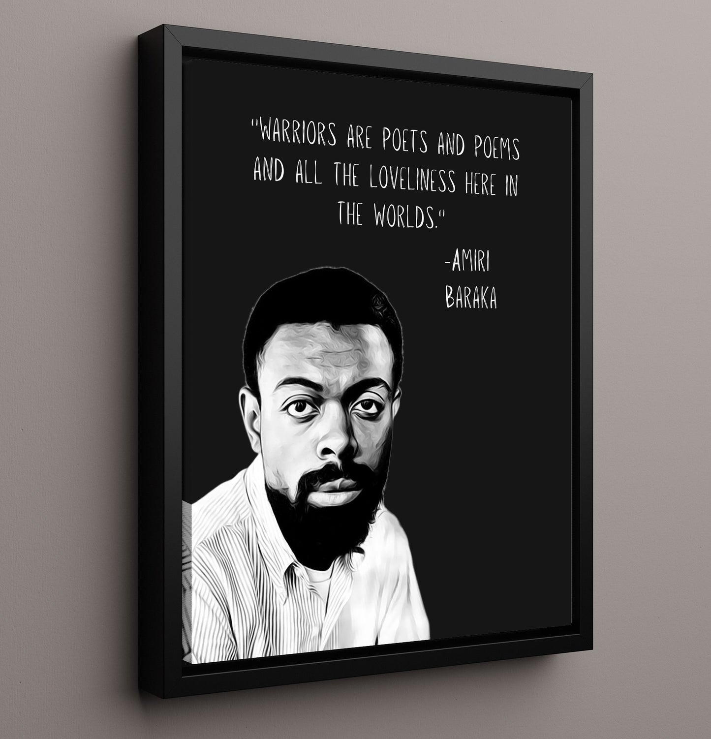 Amiri Baraka Poets and Warriors Vision Print 16x20 Framed Canvas literary wall art print – Literature Quotes decor
