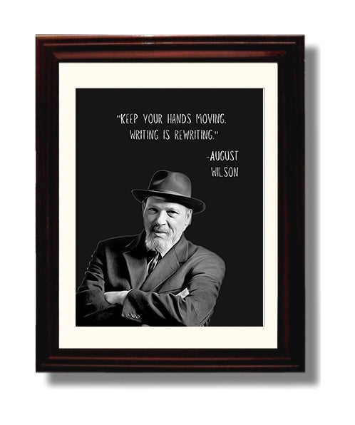 August Wilson Writing Discipline Craft Print 8x10 Beveled Frame literary wall art print – Literature Quotes decor
