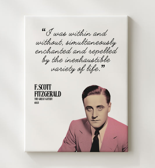 F. Scott Fitzgerald - The Great Gatsby - Enchanted and Repelled by Life 16x20 Gallery Frame literary quote wall art