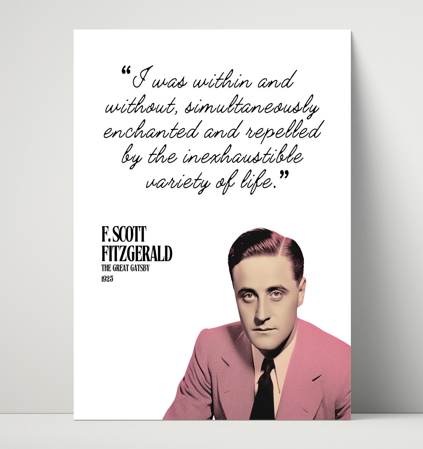 F. Scott Fitzgerald The Great Gatsby Enchanted and Repelled By Life Quote Print 16x20 Unframed Print literary wall art print – Literature Quotes decor