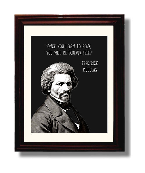 Frederick Douglass Literacy Is Freedom Print 8x10 Beveled Frame literary wall art print – Literature Quotes decor