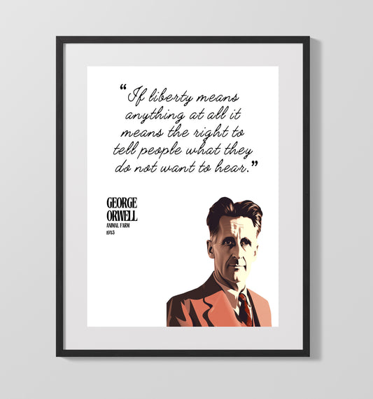 George Orwell Animal Farm Truth and Freedom Quote Print 16x20 Gallery Framed Artwork wall art print – Literature Quotes decor