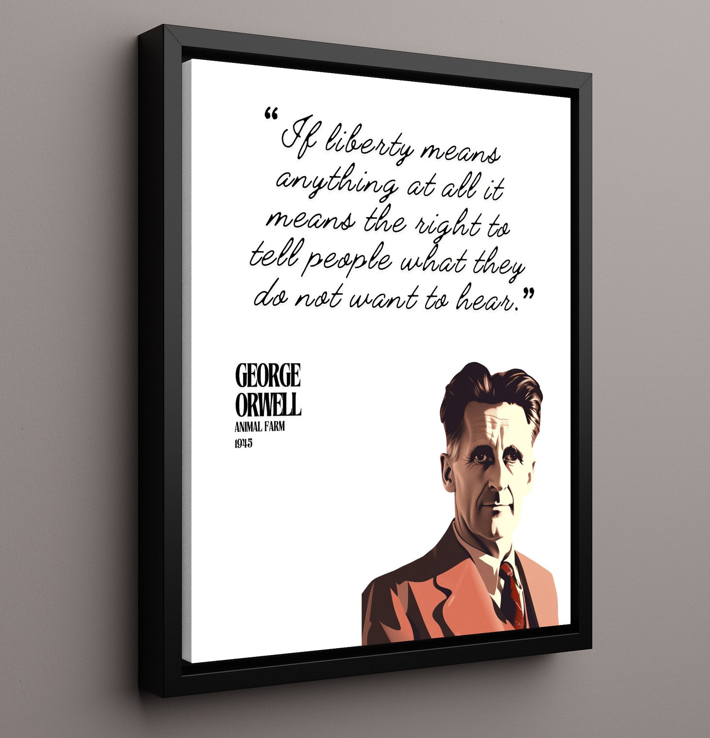 George Orwell Animal Farm Truth and Freedom Quote Print 16x20 Framed Canvas literary wall art print – Literature Quotes decor