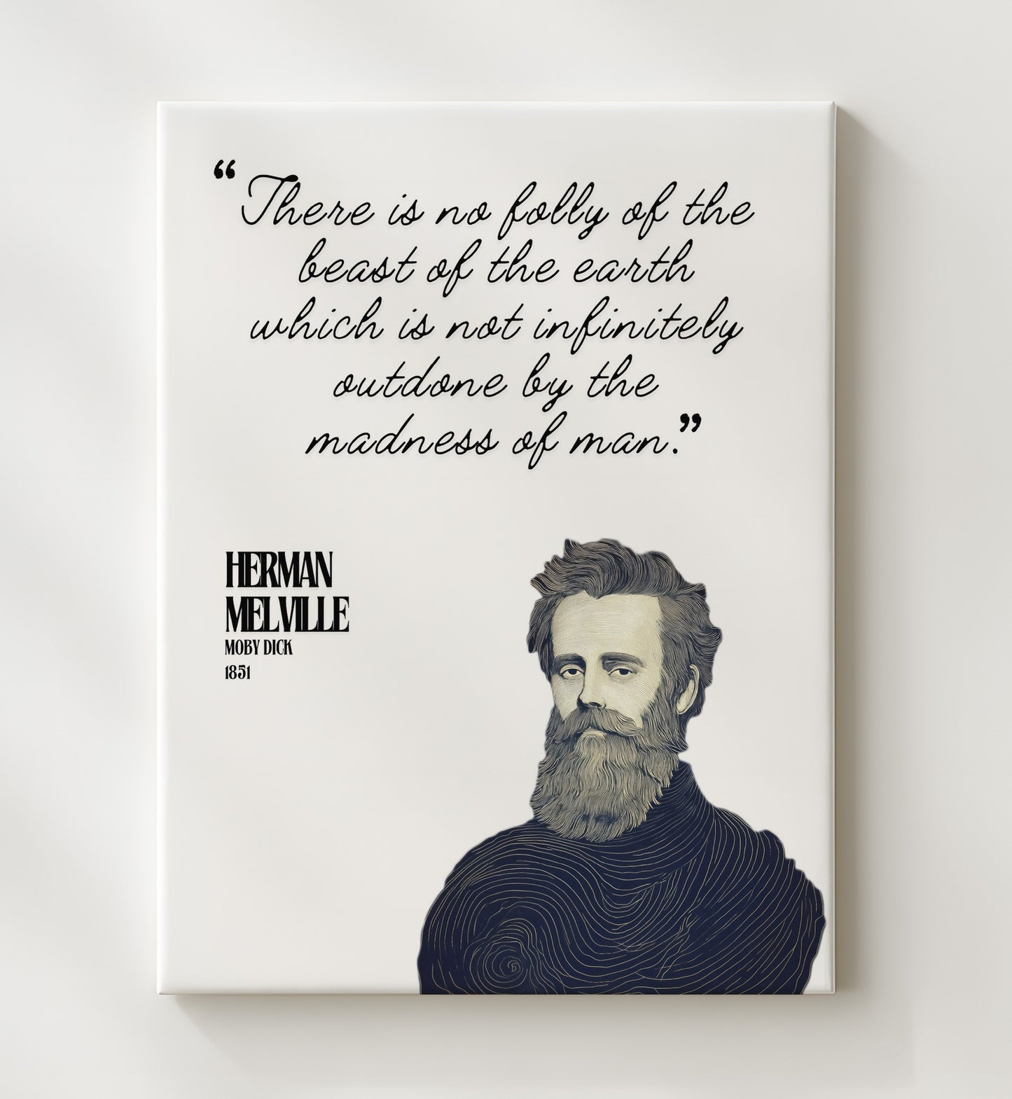 Herman Melville Moby Dick Madness Of Man vs. Beast Quote Print 20x24 Canvas literary wall art print – Literature Quotes decor