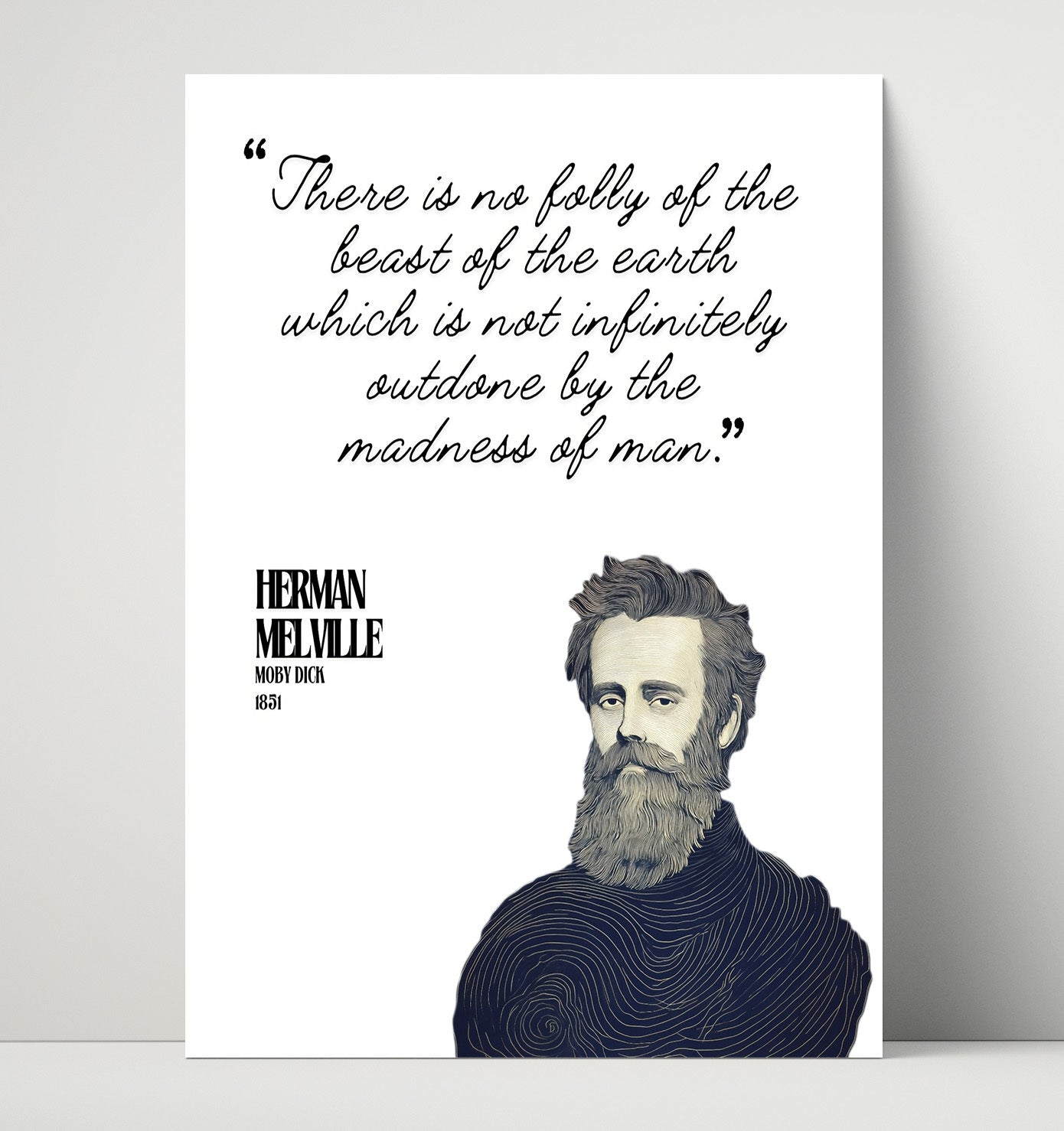 Herman Melville Moby Dick Madness Of Man vs. Beast Quote Print 16x20 Unframed Print literary wall art print – Literature Quotes decor