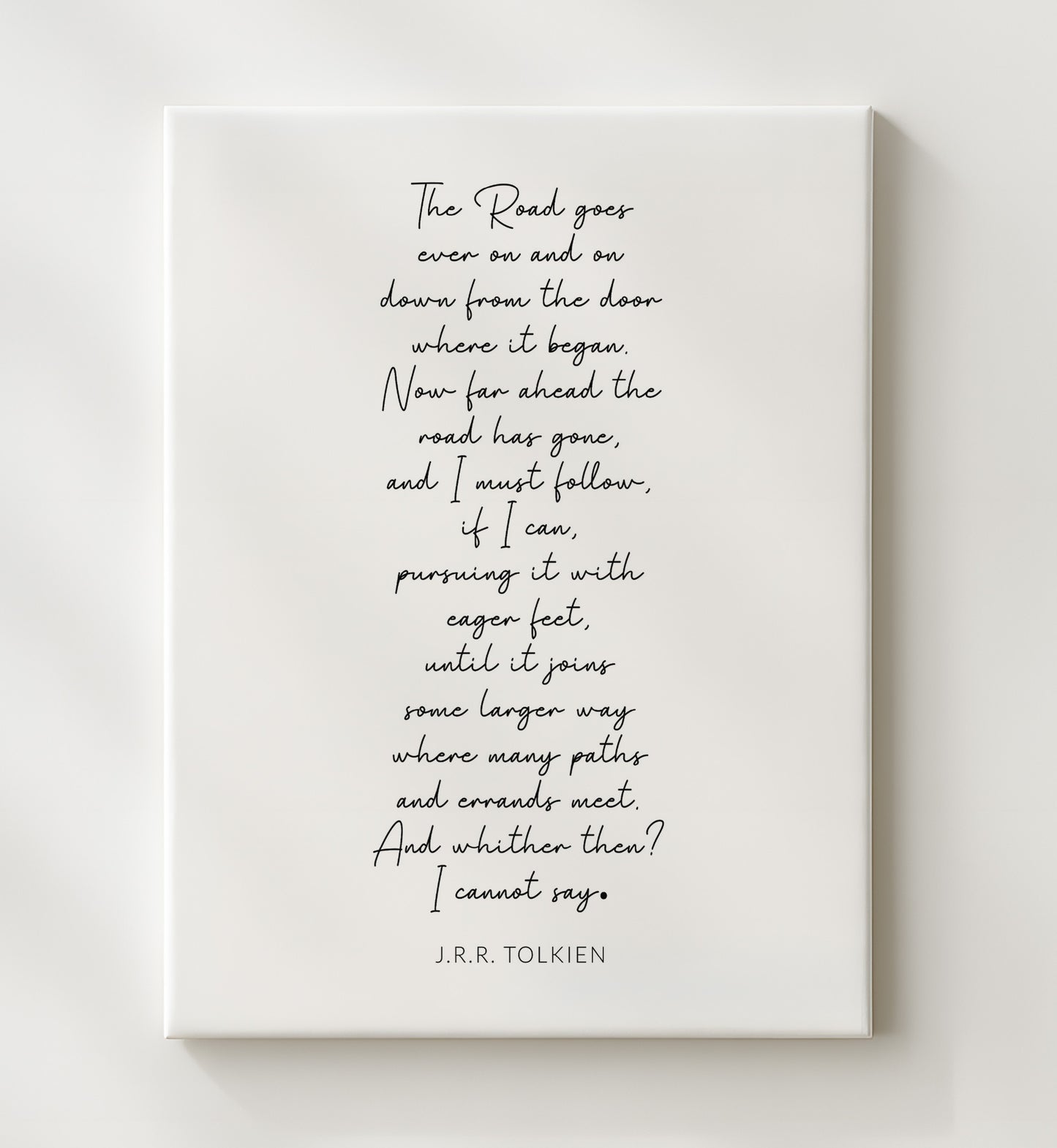 J.R.R. Tolkien The Road Goes Ever On Journey Quote Print 20x24 Canvas literary wall art print – Literature Quotes decor