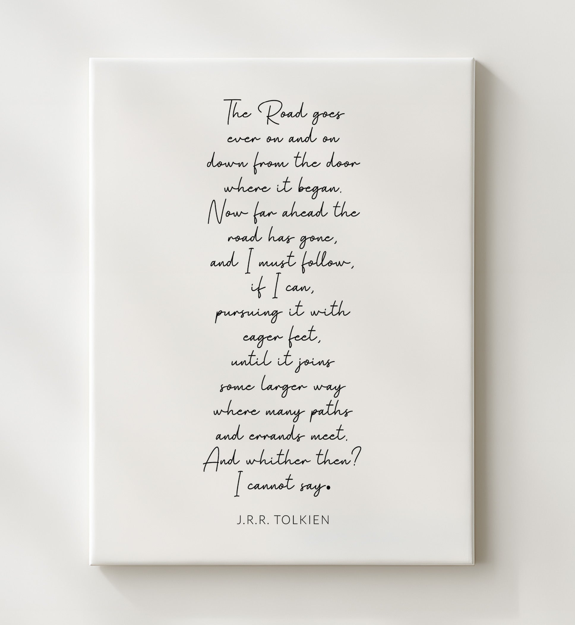 J.R.R. Tolkien The Road Goes Ever On Journey Quote Print 20x24 Canvas literary wall art print – Literature Quotes decor