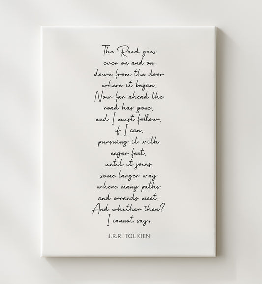 J.R.R. Tolkien - The Road Goes Ever On 16x20 Gallery Frame literary quote wall art