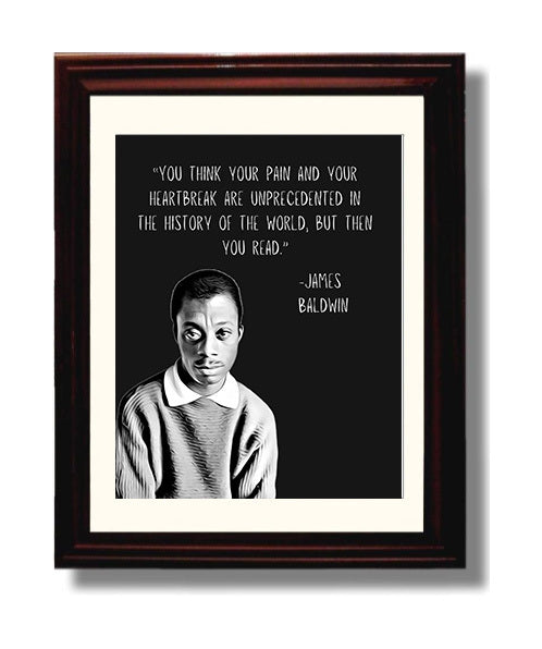 James Baldwin Pain and Reading Truth Print 8x10 Beveled Frame literary wall art print – Literature Quotes decor