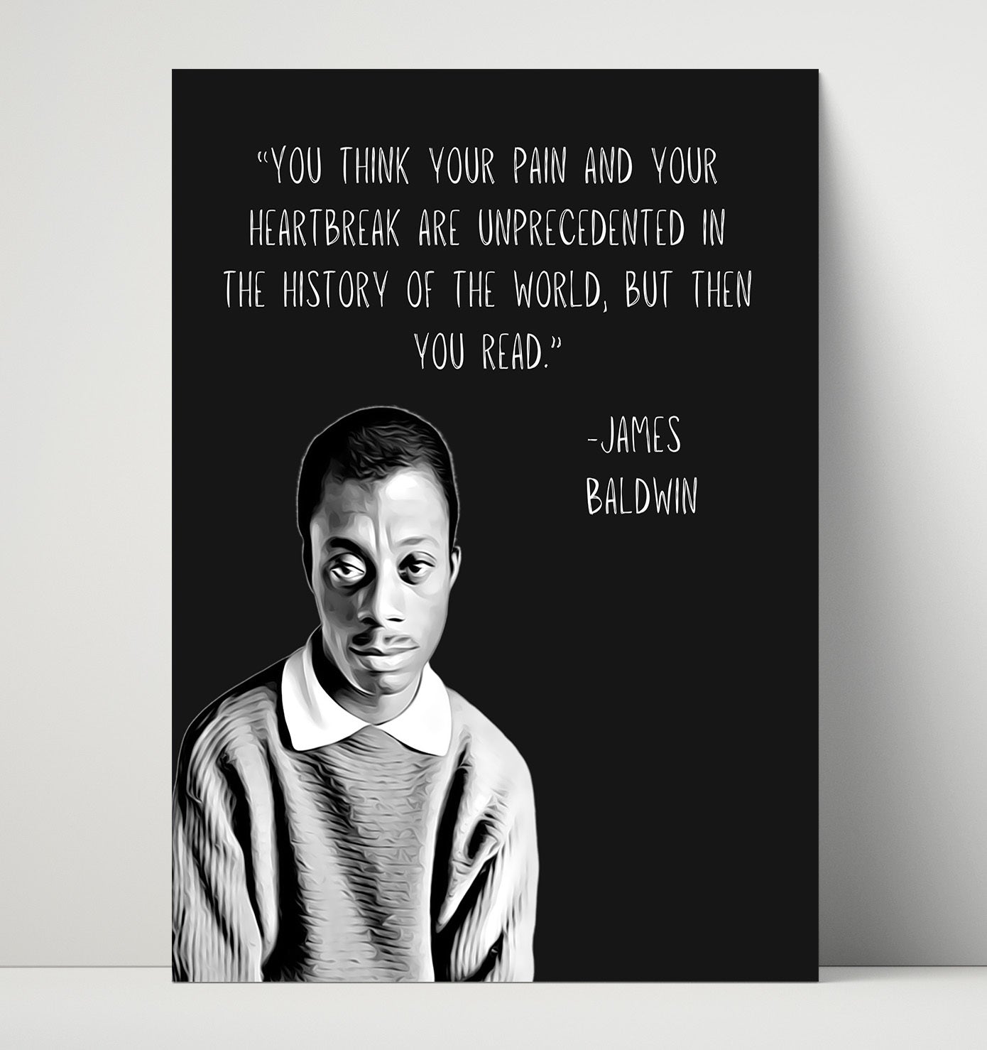 James Baldwin Pain and Reading Truth Print 16x20 Unframed Print literary wall art print – Literature Quotes decor