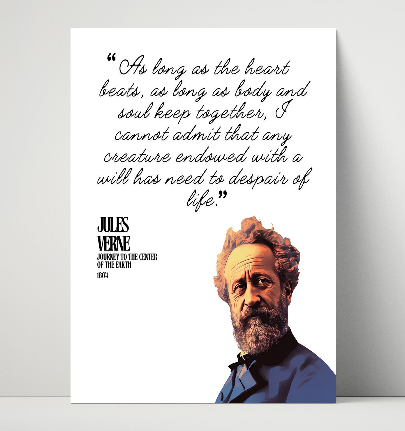 Jules Verne Journey To The Center Of The Earth Endurance and Life Quote Print 16x20 Unframed Print literary wall art print – Literature Quotes decor