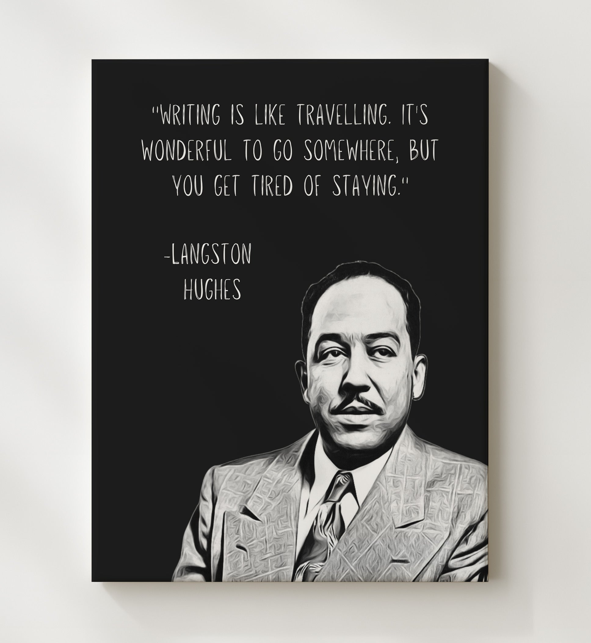 Langston Hughes Writing Journey Reflection Print 20x24 Canvas literary wall art print – Literature Quotes decor
