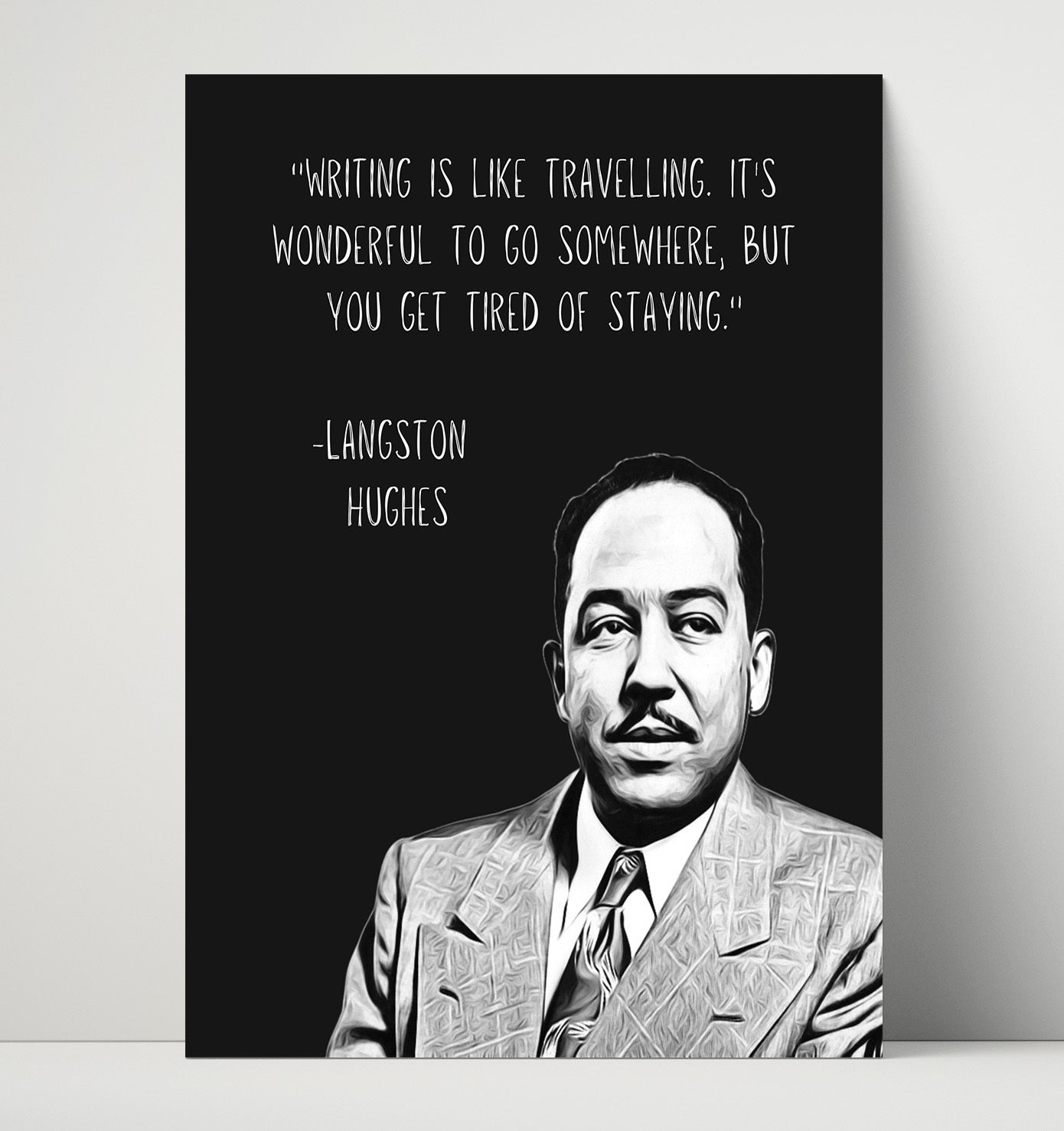 Langston Hughes Writing Journey Reflection Print 16x20 Unframed Print literary wall art print – Literature Quotes decor