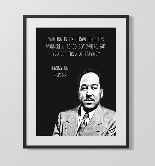 Langston Hughes Writing Journey Reflection Print 16x20 Gallery Framed Artwork wall art print – Literature Quotes decor
