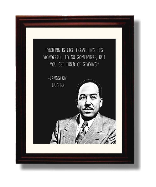 Langston Hughes Writing Journey Reflection Print 8x10 Beveled Frame literary wall art print – Literature Quotes decor