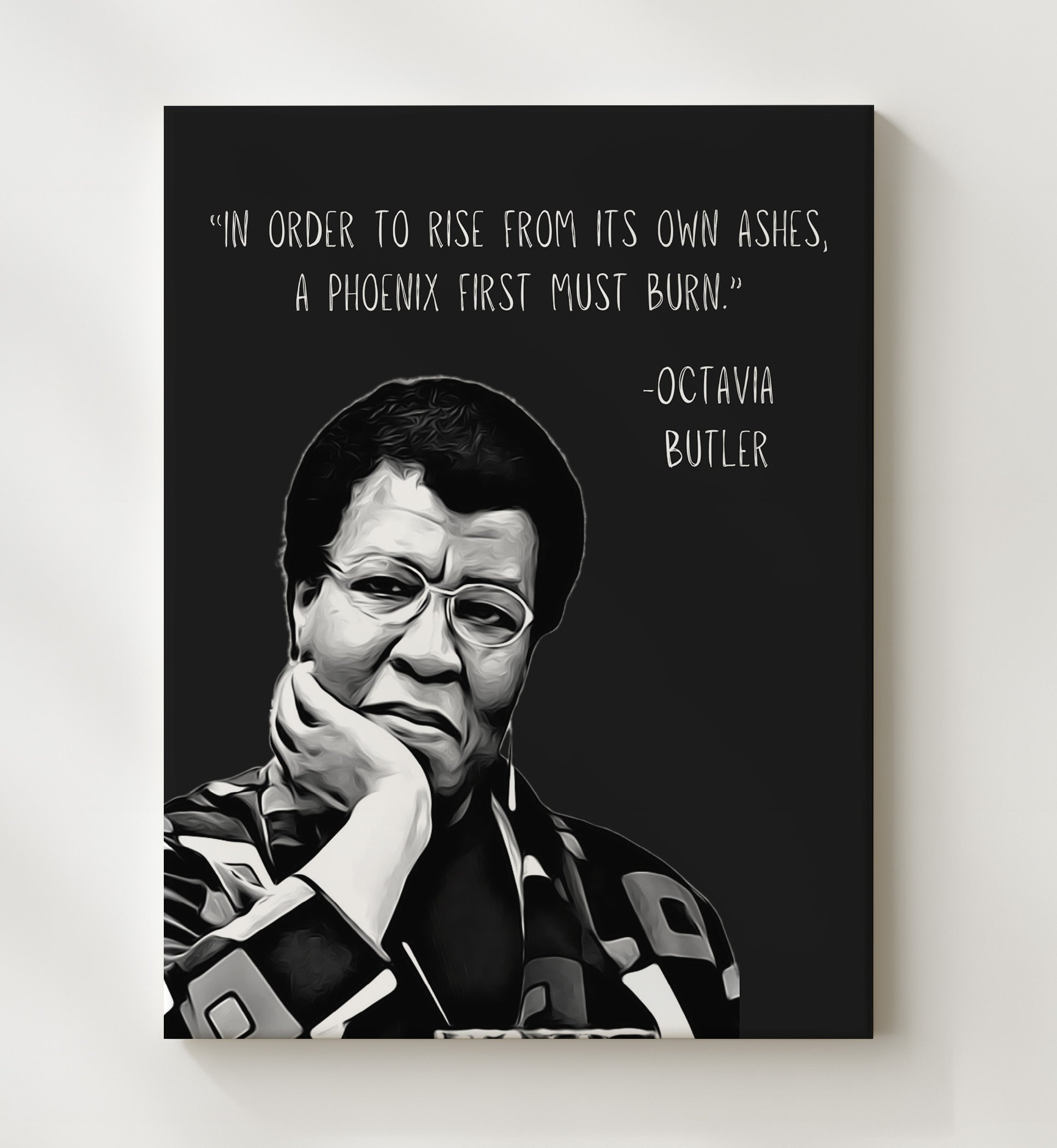 Octavia Butler Phoenix Rising Strength Print 20x24 Canvas literary wall art print – Literature Quotes decor
