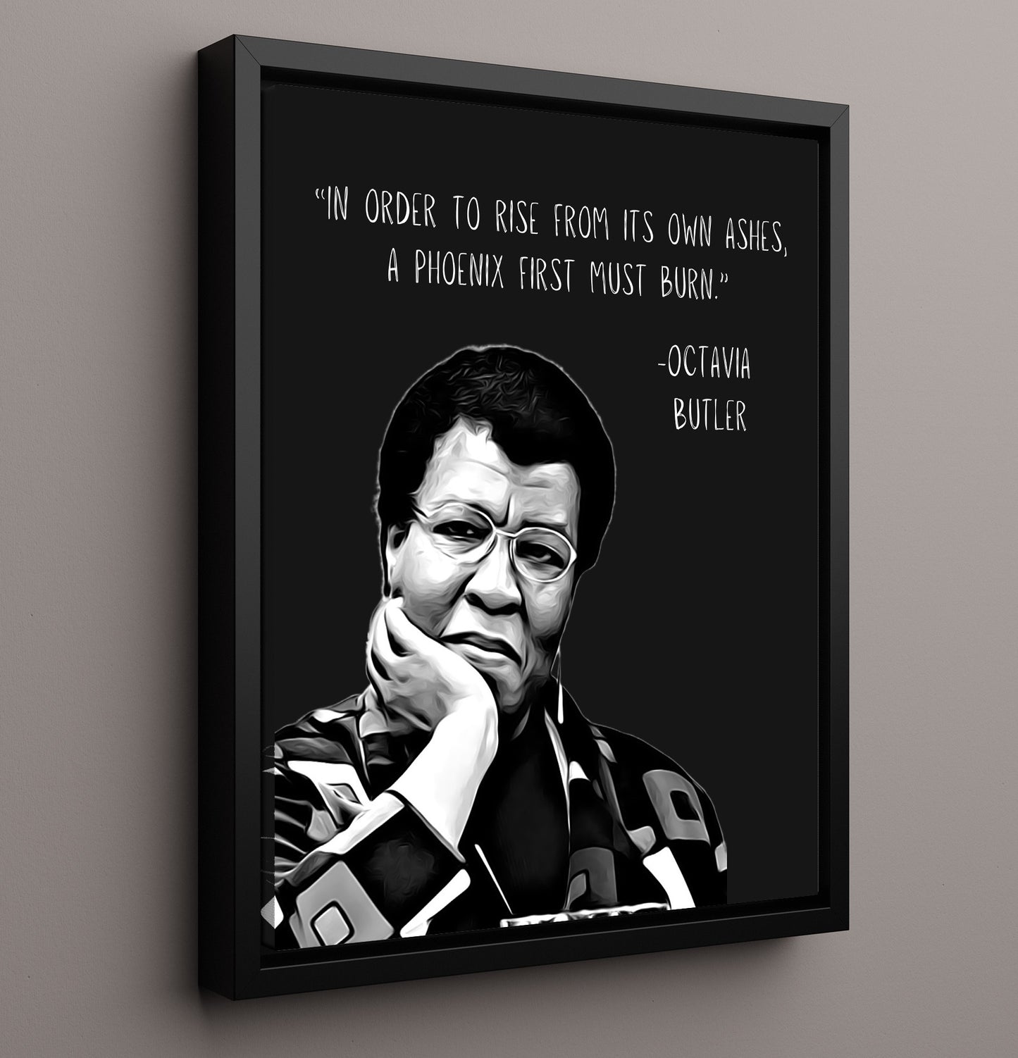 Octavia Butler Phoenix Rising Strength Print 16x20 Framed Canvas literary wall art print – Literature Quotes decor