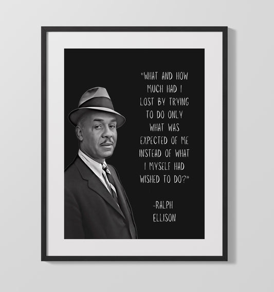 Ralph Ellison Identity and Expectation Reflection Print 16x20 Gallery Framed Artwork wall art print – Literature Quotes decor