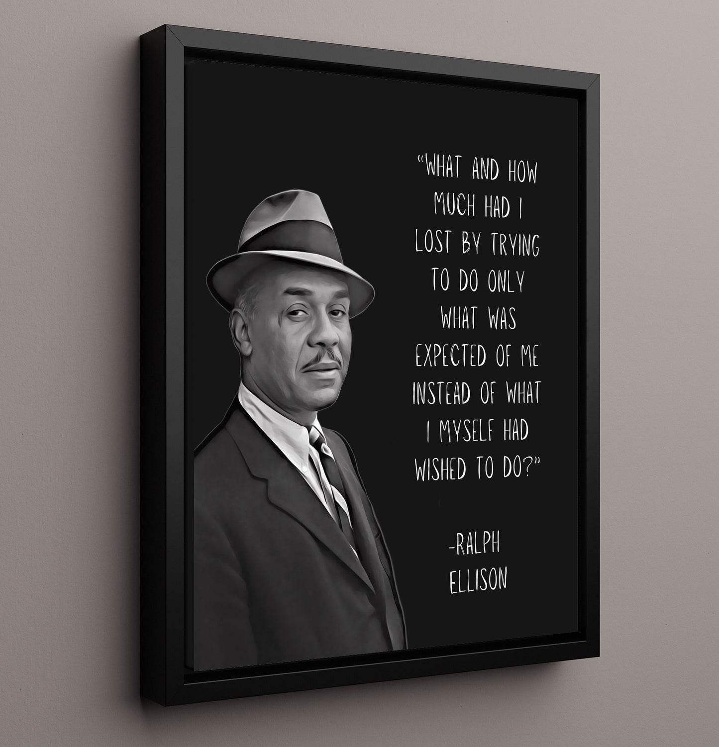 Ralph Ellison Identity and Expectation Reflection Print 16x20 Framed Canvas literary wall art print – Literature Quotes decor