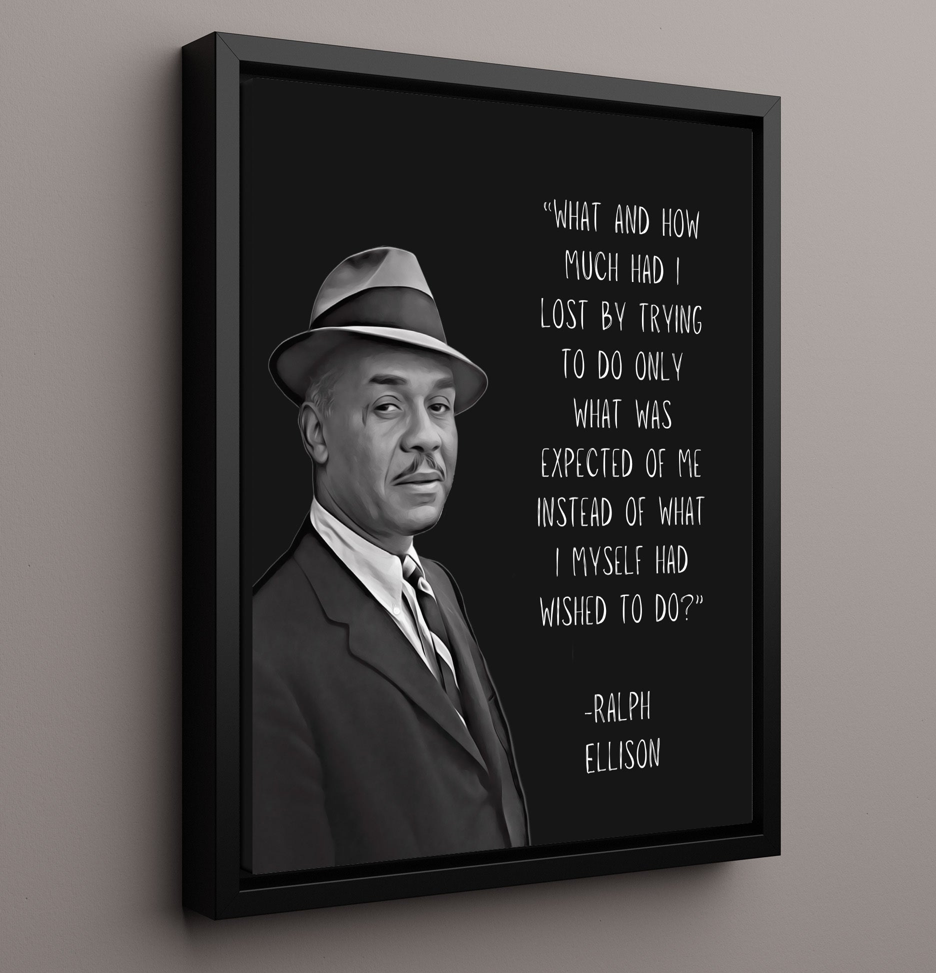 Ralph Ellison Identity and Expectation Reflection Print 16x20 Framed Canvas literary wall art print – Literature Quotes decor