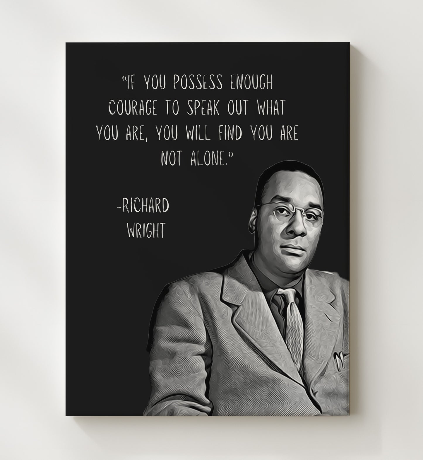 Richard Wright Courage and Voice Strength Print 20x24 Canvas literary wall art print – Literature Quotes decor