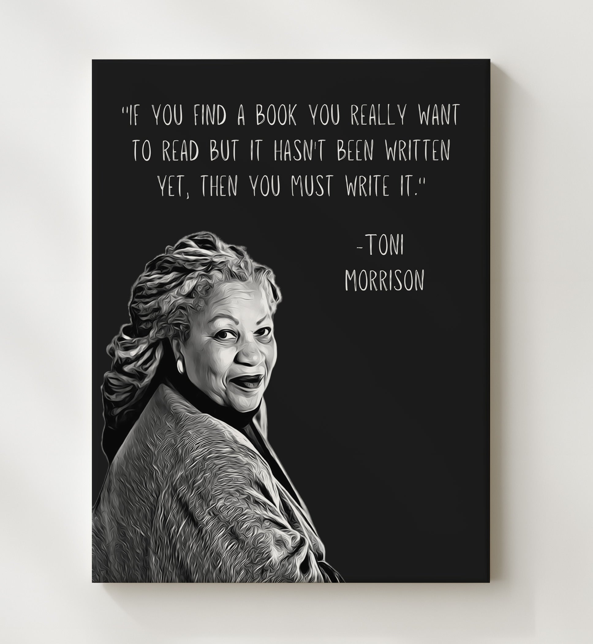 Toni Morrison Write Your Story Power Print 20x24 Canvas literary wall art print – Literature Quotes decor