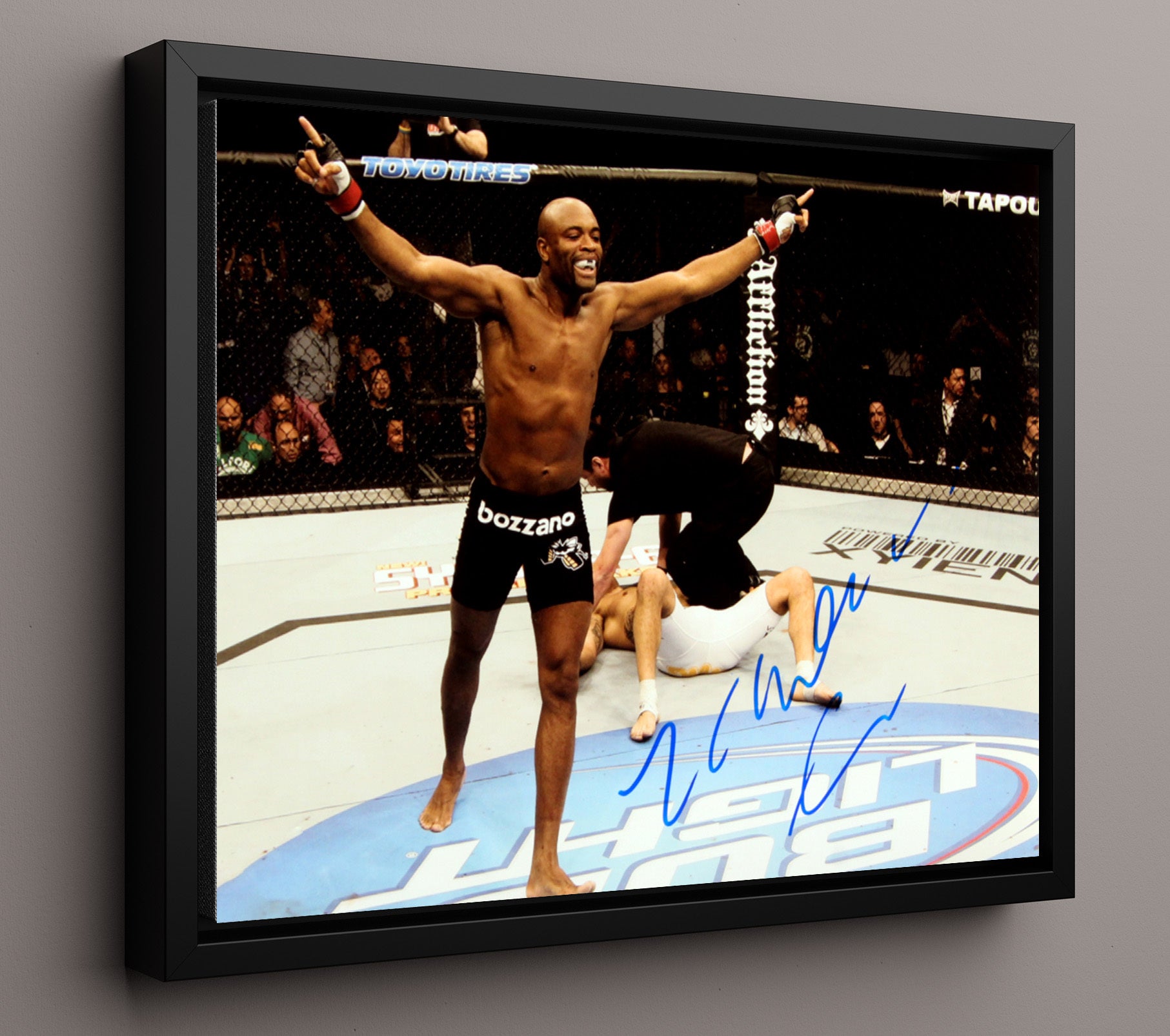 Anderson Silva - Knockout Celebration MMA Wall Art 16x20 Framed Canvas wall art print – MMA Wall Art decor