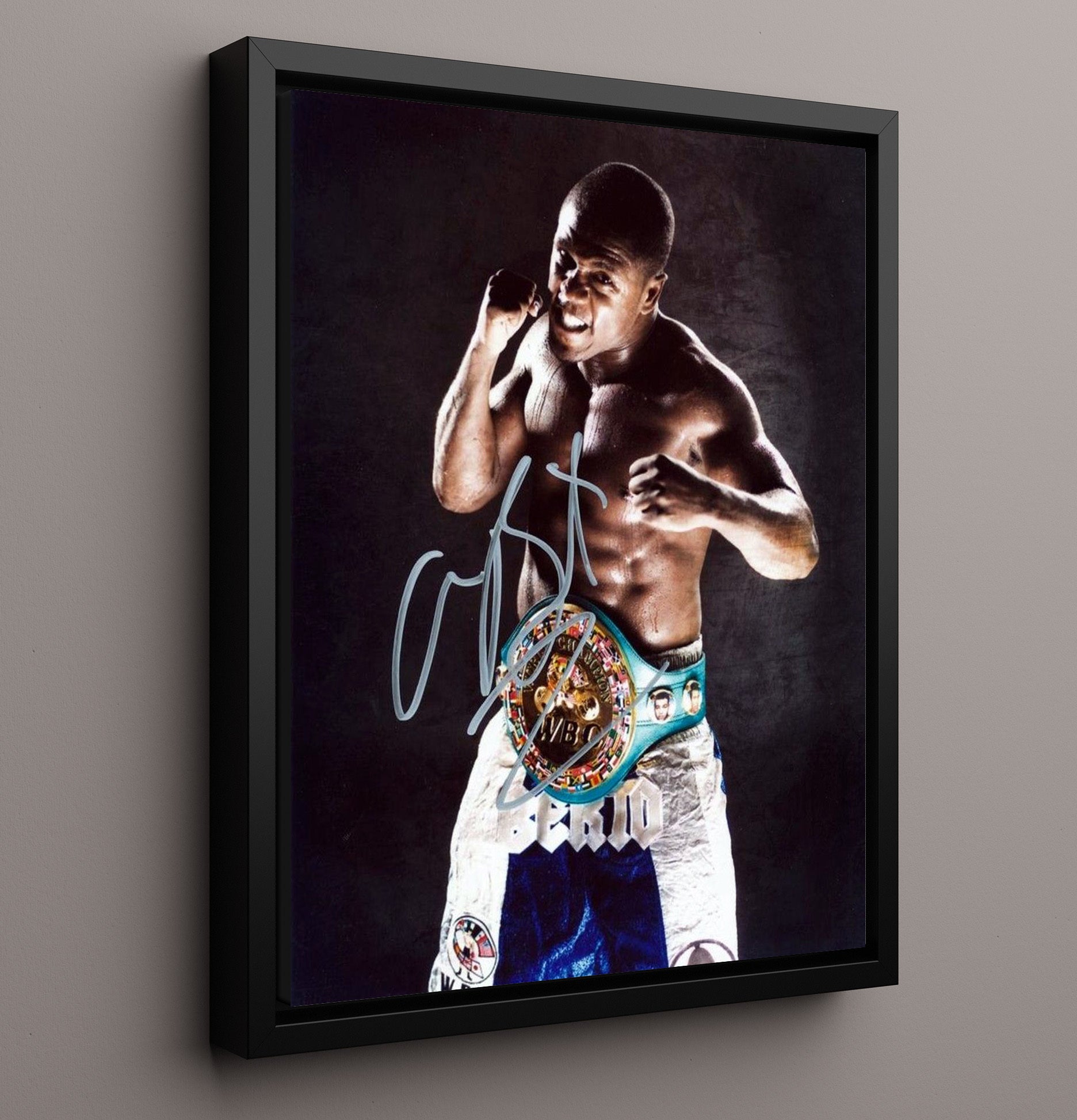 Andre Berto - Championship Belt Studio Pose MMA Wall Art 16x20 Framed Canvas wall art print – MMA Wall Art decor
