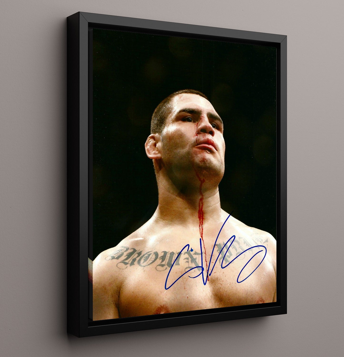 Cain Velasquez - Bloodied Battle Portrait MMA Wall Art 16x20 Framed Canvas wall art print – MMA Wall Art decor