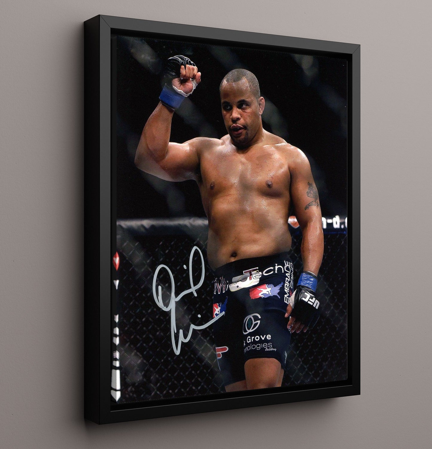Daniel Cormier - Victory Fist Raise MMA Wall Art 16x20 Framed Canvas wall art print – MMA Wall Art decor