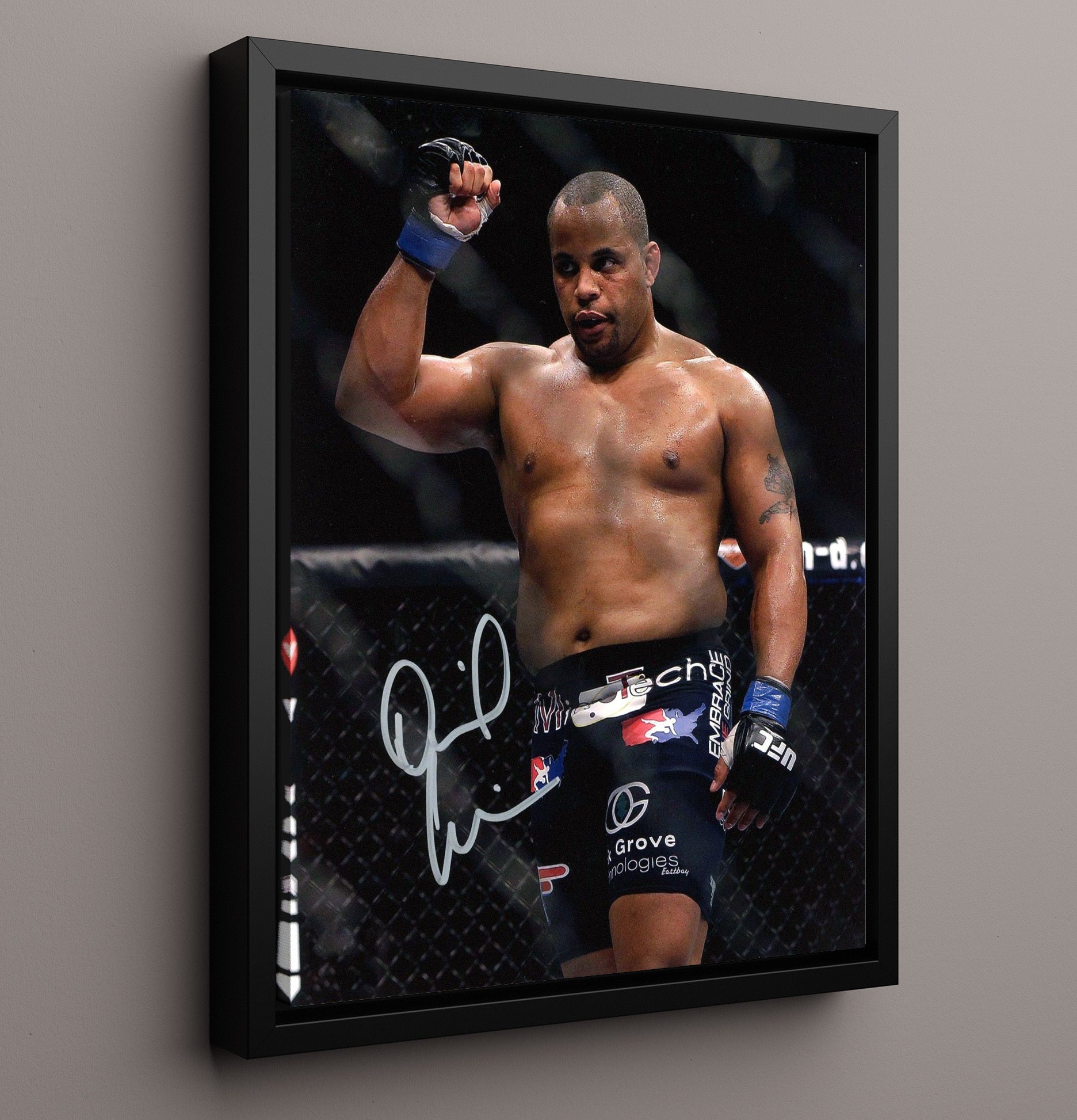 Daniel Cormier - Victory Fist Raise MMA Wall Art 16x20 Framed Canvas wall art print – MMA Wall Art decor