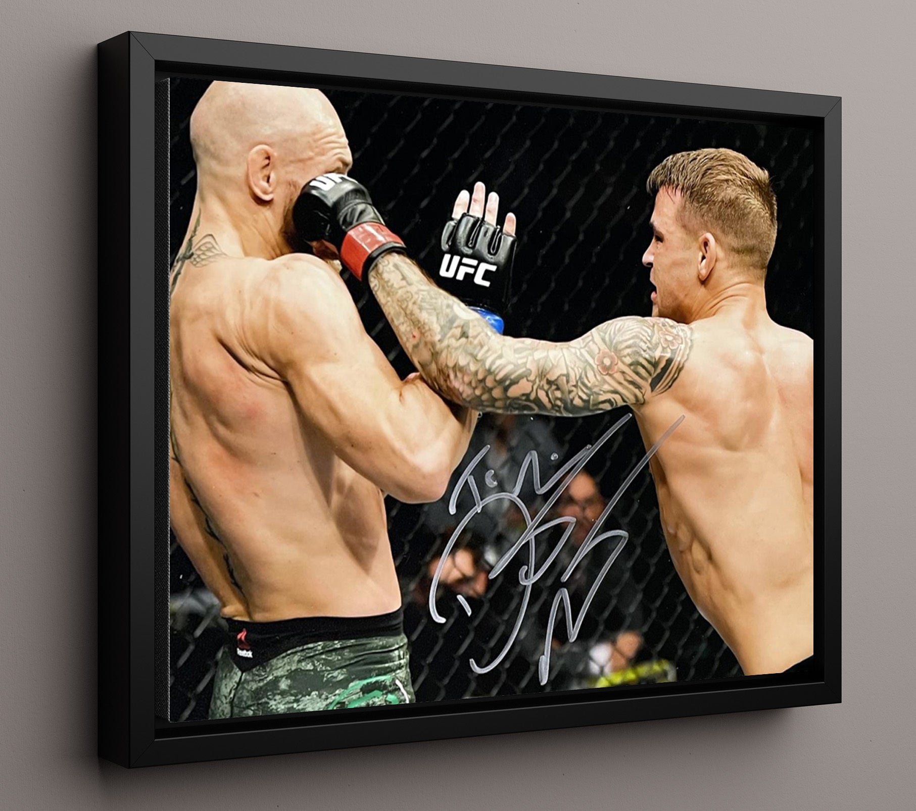 Dustin Poirier - Left Hook vs McGregor MMA Wall Art 16x20 Framed Canvas wall art print – MMA Wall Art decor