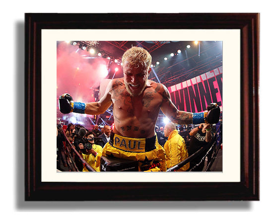 Jake Paul - Ring Victory Celebration MMA Wall Art 8x10 Beveled Frame wall art print – MMA Wall Art decor