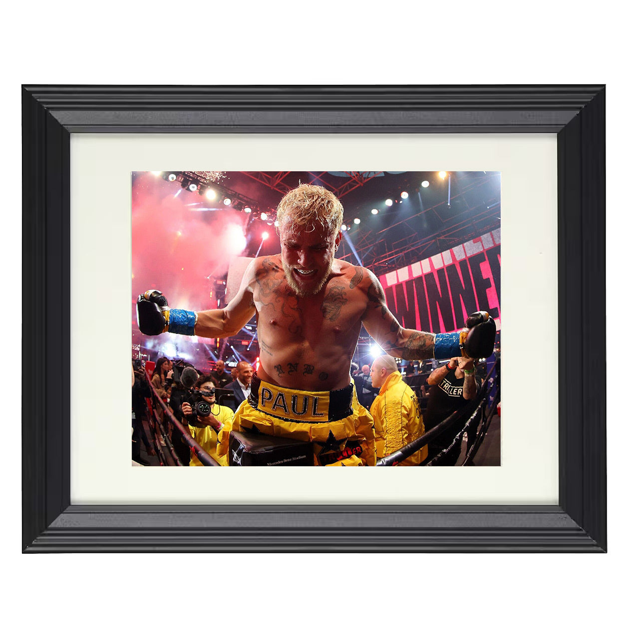 Jake Paul – Ring Victory Celebration 8x10 matted black framed MMA wall art