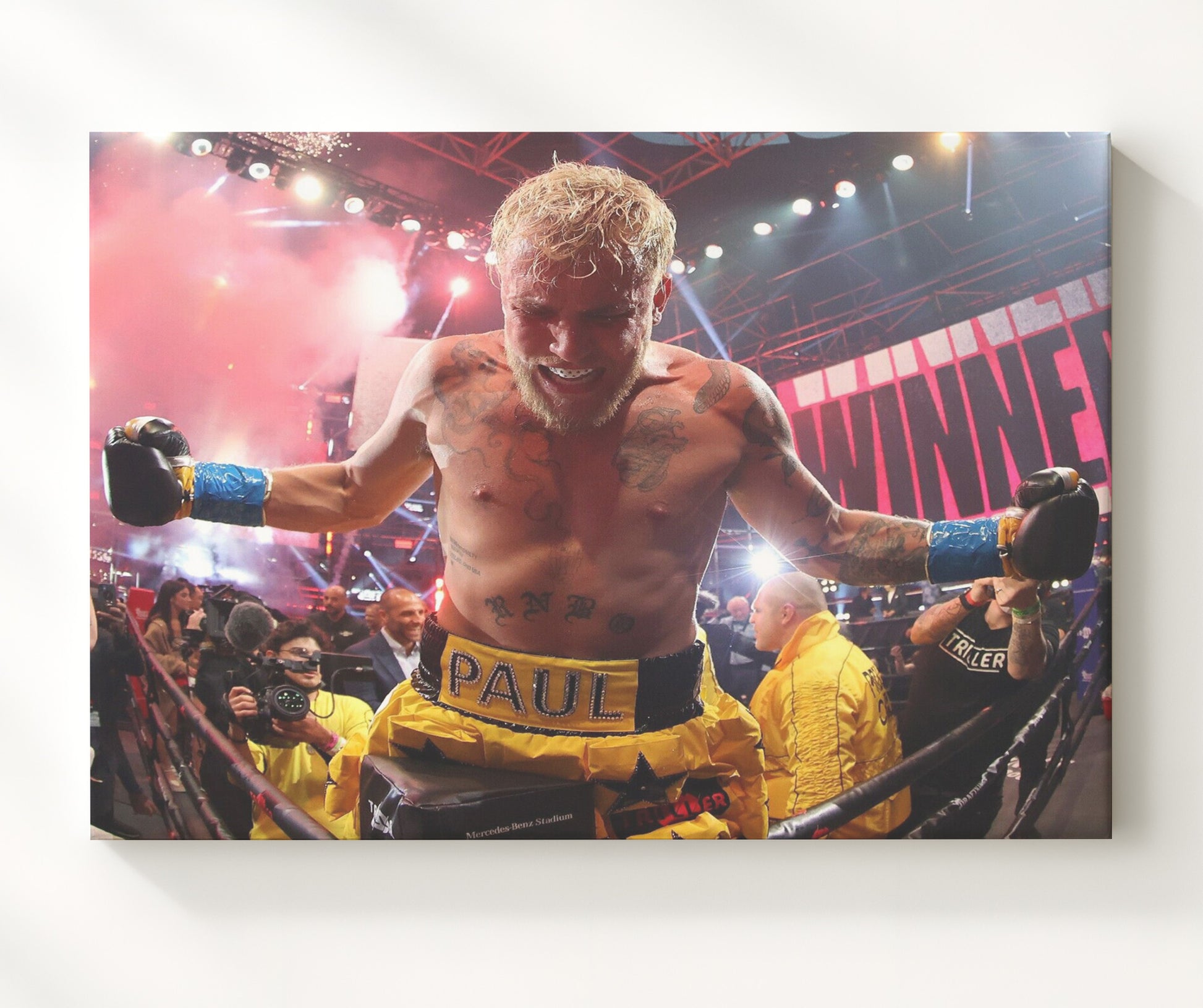 Jake Paul - Ring Victory Celebration MMA Wall Art 20x24 Canvas wall art print – MMA Wall Art decor